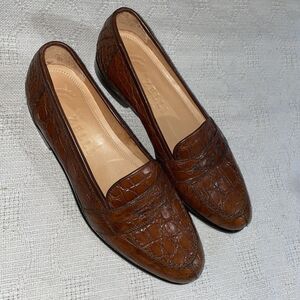 Zelli Men’s Genuine Crocodile Dress Loafers Size 9 M Brown Leather Going Out Fun